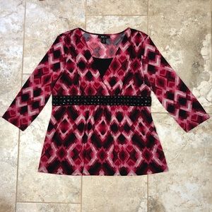 Style & Co Beaded Diamond Print Top
